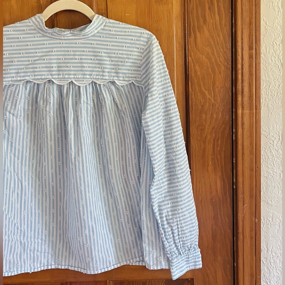 Crown & Ivy Light Blue Striped Top